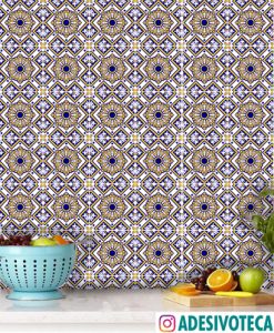 Adesivo Azulejos Mix Azul e Amarelo