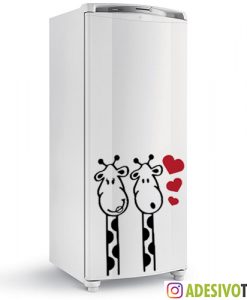 Adesivo Geladeira Girafas Coração