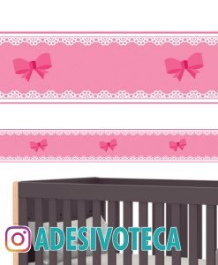 Adesivo Infantil Faixa de Parede Laço Rosa 001