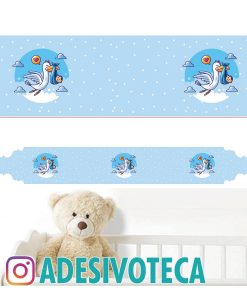 Adesivo Infantil Faixa de Parede Cegonha 002