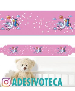 Adesivo Infantil Faixa de Parede Cegonha 005