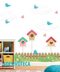 Adesivo Infantil Árvore Pássaros e Cercado