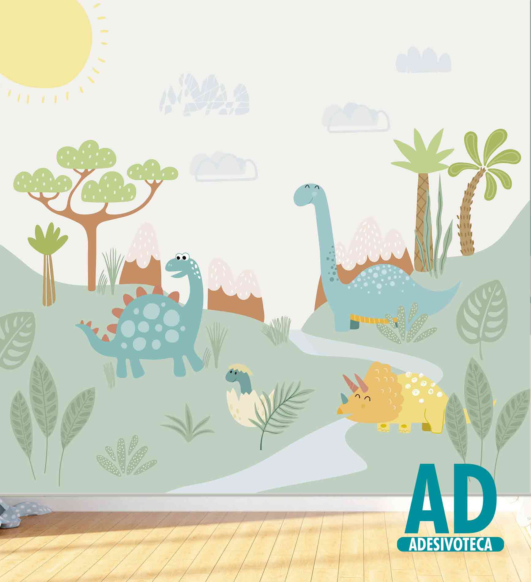 Papel de Parede Infantil Dinossauros, Papel Adesivo