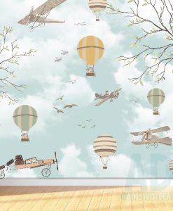 Adesivo Papel de Parede Infantil Baby Kids  Balões e Aviões