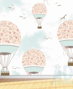 Adesivo Papel de Parede Infantil Baby Kids  Balões Flores