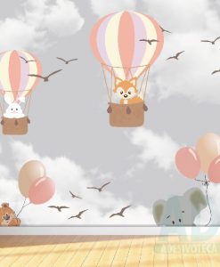 Adesivo Papel de Parede Infantil Baby Kids  Balões Bichinhos