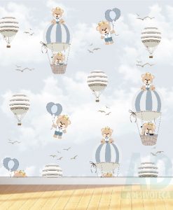 Adesivo Papel de Parede Infantil Baby Kids Balões Ursinhos