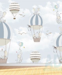 Adesivo Papel de Parede Infantil Baby Kids Balões Elefantinhos