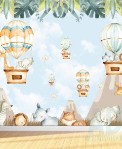 Adesivo Papel de Parede Infantil Baby Kids Balões Safari