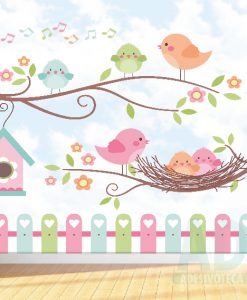 Adesivo Papel de Parede Infantil Baby Kids Passaros