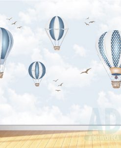 Adesivo Papel de Parede Infantil Baby Kids Balões Azuis