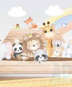 Adesivo Papel de Parede Infantil Baby Safari bebê