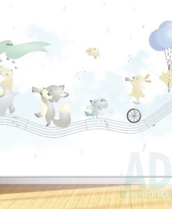 Adesivo Papel de Parede Infantil Baby Animais, Musica