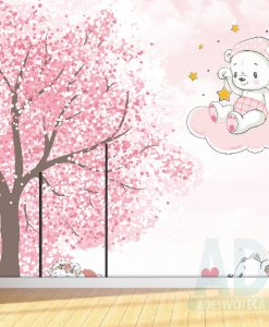 Adesivo Papel de Parede Infantil Baby Arvore Rosa