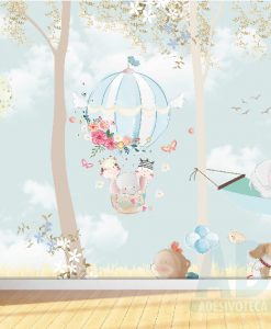 Adesivo Papel de Parede Infantil Baby Balões, Bichinhos.