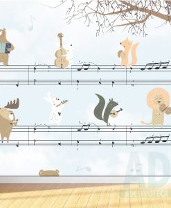 Adesivo Papel de Parede Infantil Baby Bichinhos, Musica.