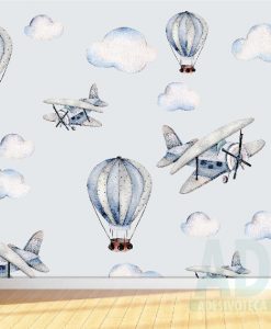 Adesivo Papel de Parede Infantil Baby Balões e Aviões