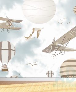 Adesivo Papel de Parede Infantil Baby Avião e Balões