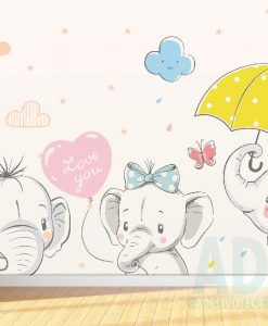 Adesivo Papel de Parede Infantil Baby Elefantes