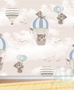 Adesivo Papel de Parede Infantil Baby Balões e Urso