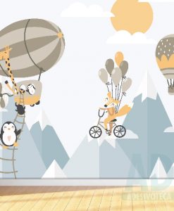 Adesivo Papel de Parede Infantil Baby Animaizinhos e Balões