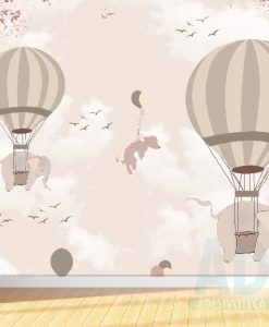 Adesivo Papel de Parede Infantil Baby Balões Bichinhos