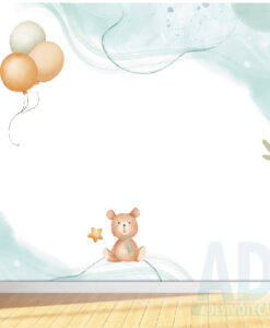 Adesivo Papel de Parede  Infantil Baby Urso Rei Aquarela