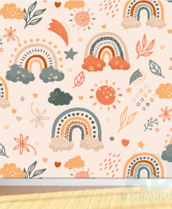 Adesivo Papel de Parede  Infantil Nuvens Iridescente