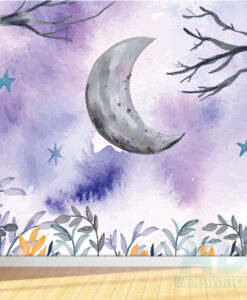 Adesivo Papel de Parede  Infantil Baby Céu Roxo