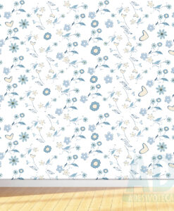 Adesivo Papel de Parede  Infantil Baby Flores Blue