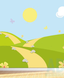 Adesivo Papel de Parede  Infantil Baby Paisagem Sol