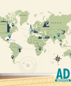 Adesivo Papel de Parede Mapa Mundi 005