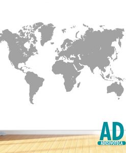 Adesivo Papel de Parede Mapa Mundi Cinza