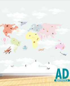 Adesivo Papel de Parede Mapa Mundi Infantil