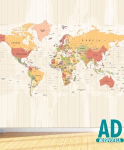 Adesivo Papel de Parede Mapa Mundi Linhas