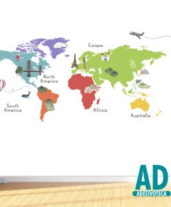 Adesivo Papel de Parede Mapa Mundi Locais