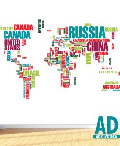 Adesivo Papel de Parede Mapa Mundi Nomes