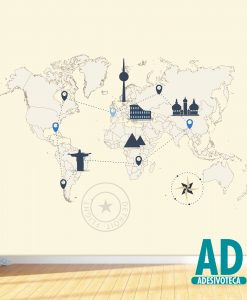 Adesivo Papel de Parede Mapa Mundi Viagens 03