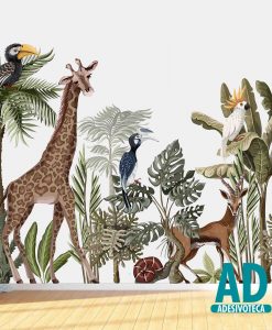 Adesivo Papel de Parede  Safari Savana Animais 01