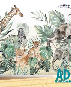 Adesivo Papel de Parede  Safari Savana Animais 02