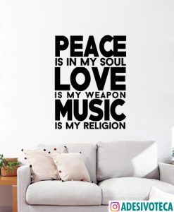 Adesivo Recortado Frase Peace Love Music