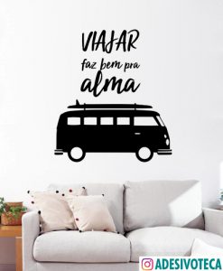 Adesivo Recortado Frase "Viajar Faz Bem pra Alma"