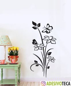 Adesivo de Parede Flores com Borboletas