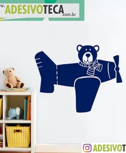 Adesivo de Parede Recortado Urso no Avião