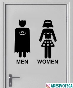 Adesivo de Porta Recortado Batman e Mulher Maravilha