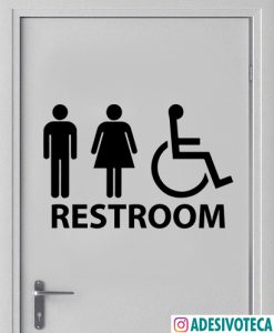 Adesivo de Porta Recortado Restroom/Banheiro