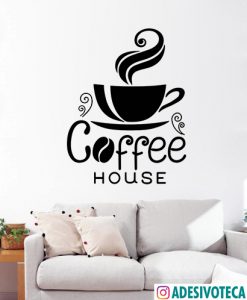 Adesivo Recortado Frase "Coffee House"