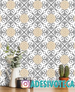 Adesivo Papel de Parede Floral Ouro Branco