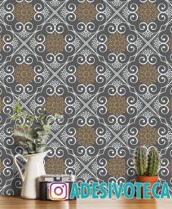 Adesivo Papel de Parede Floral Ouro Black