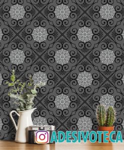 Adesivo Papel de Parede Floral Gray & White